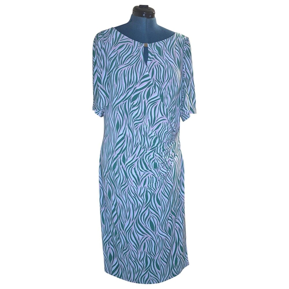 BLACK LABEL EVAN PICONE Women's Old Money Green & Black Zebra Print Dress- 16W